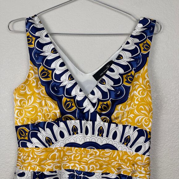 Isabel Marant Silk Mandala Dress Blue Yellow Size 4 Knee Length Eclectic Boho - Picture 4 of 13